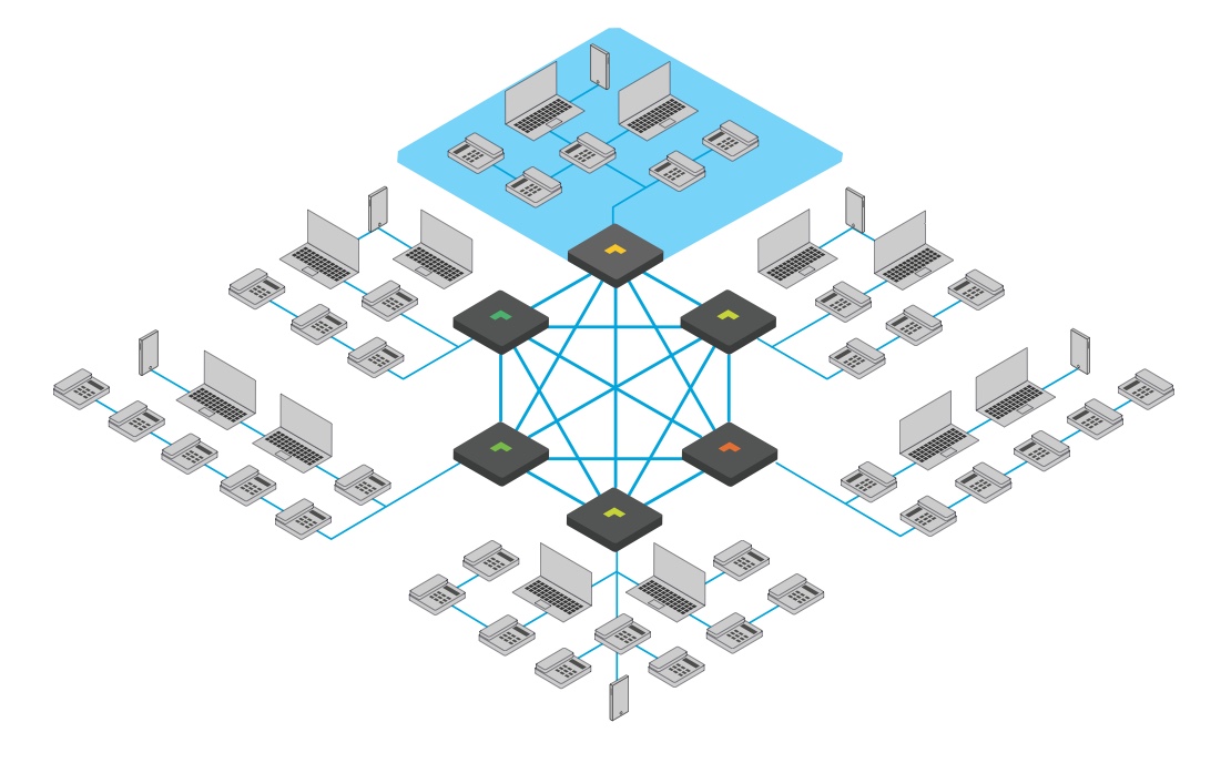 В пиринговой сети нет "главного" сервера. Пользовательские терминалы распределены по некоторому количеству узлов пиринговой сети.